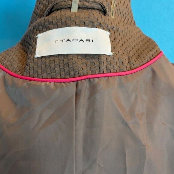 NWOT T TAHARI Cotton Coat Jacket Spring Summer Weight Lined Pockets Taupe M - Picture 9 of 9